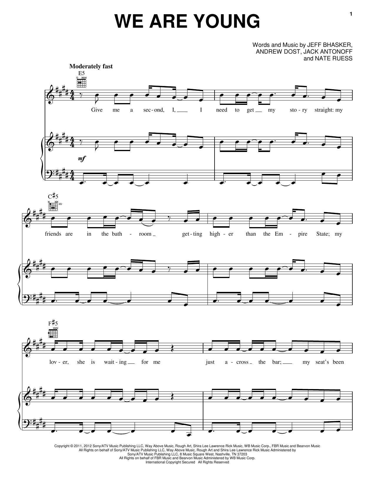 Pentatonix We Are Young Sheet Music
