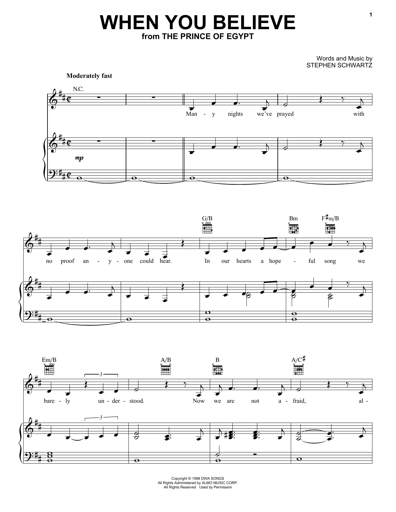 Pentatonix When You Believe (from The Prince Of Egypt) Sheet Music