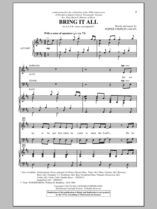 Pepper Choplin Bring It All Sheet Music