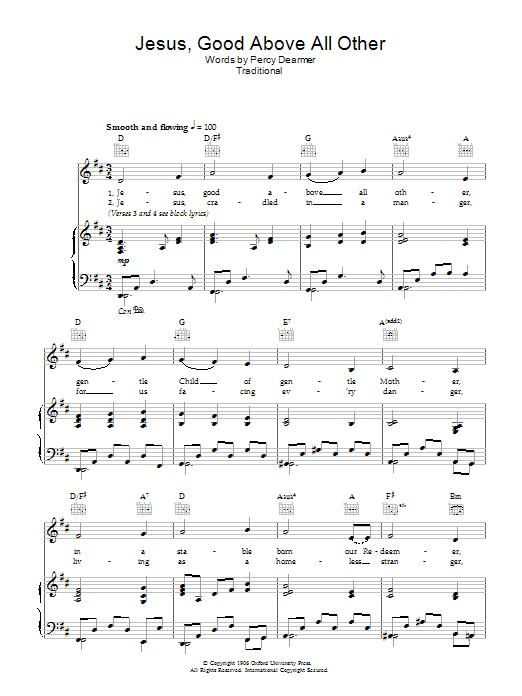 Percy Dearmer Jesus Good Above All Other Sheet Music