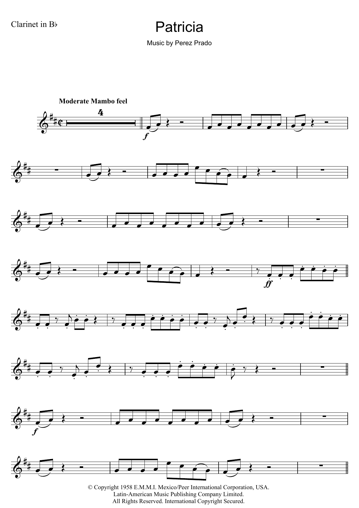Perez Prado Patricia Sheet Music