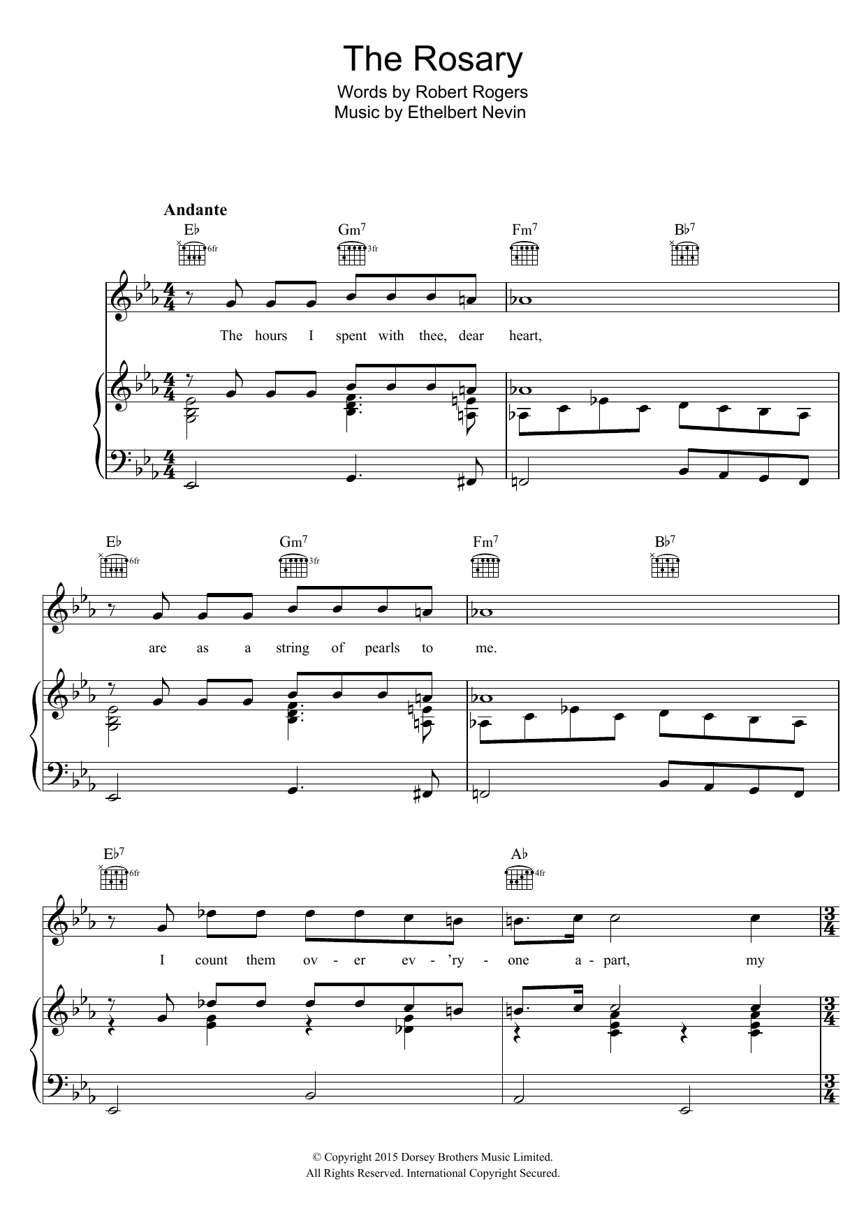 Perry Como The Rosary Sheet Music