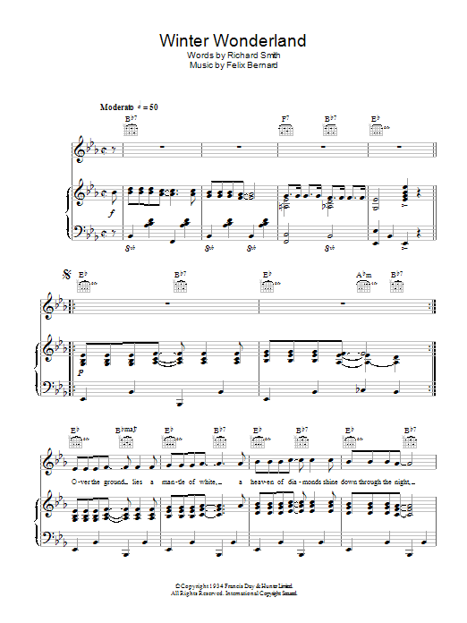 Perry Como Winter Wonderland Sheet Music