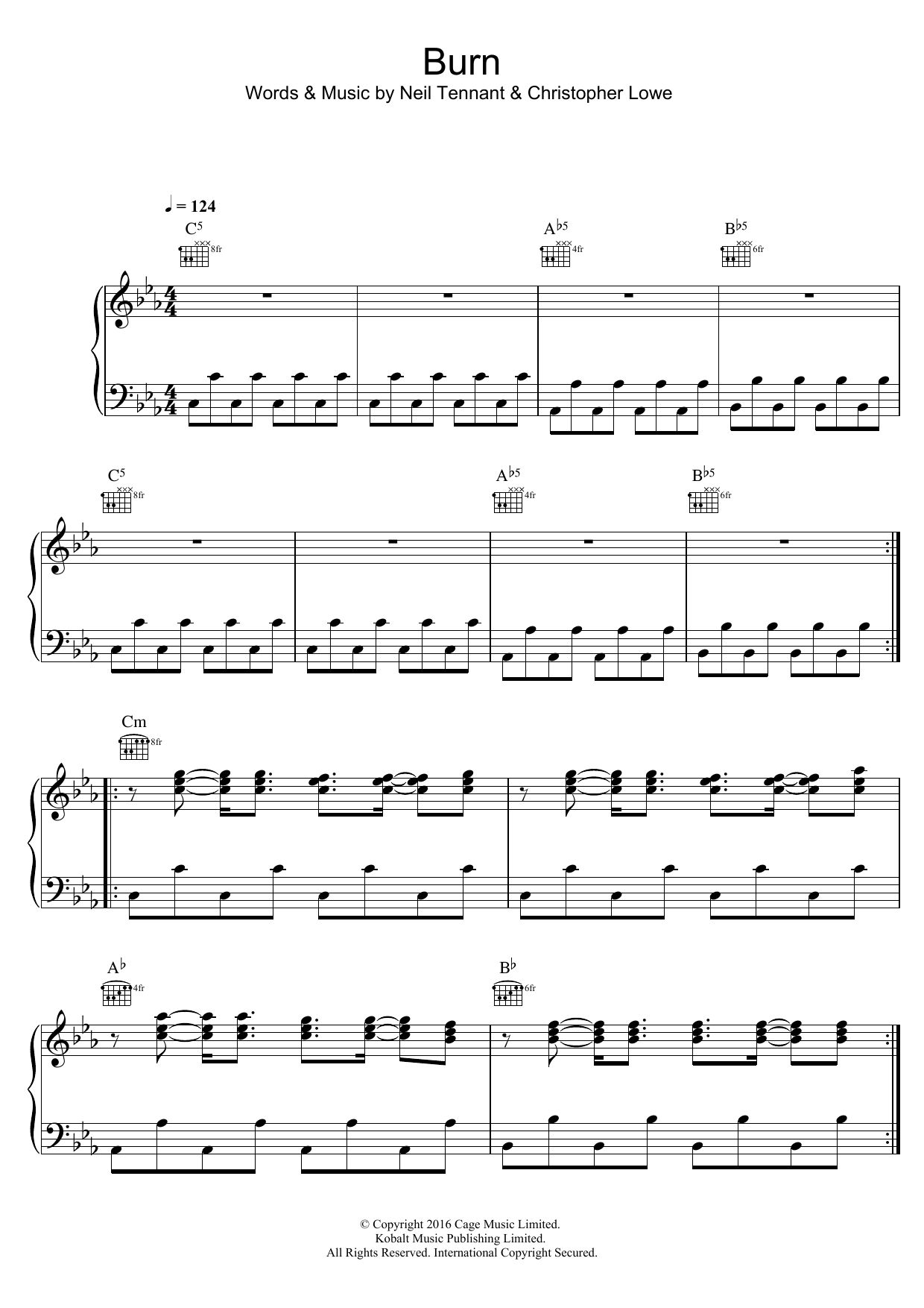 Pet Shop Boys Burn Sheet Music