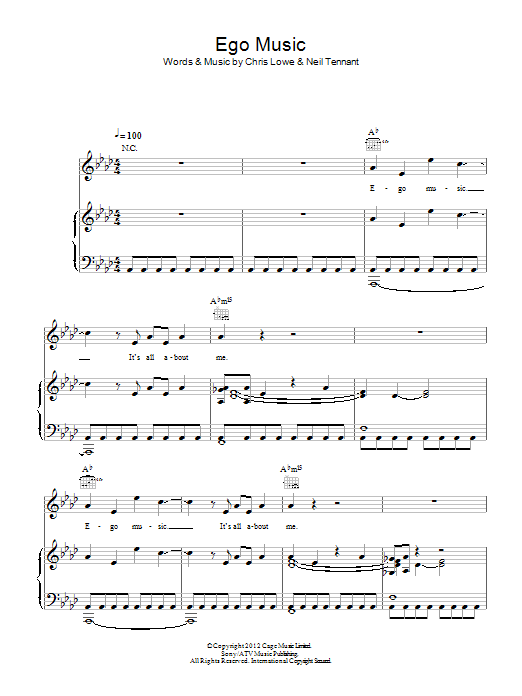 Pet Shop Boys Ego Music Sheet Music