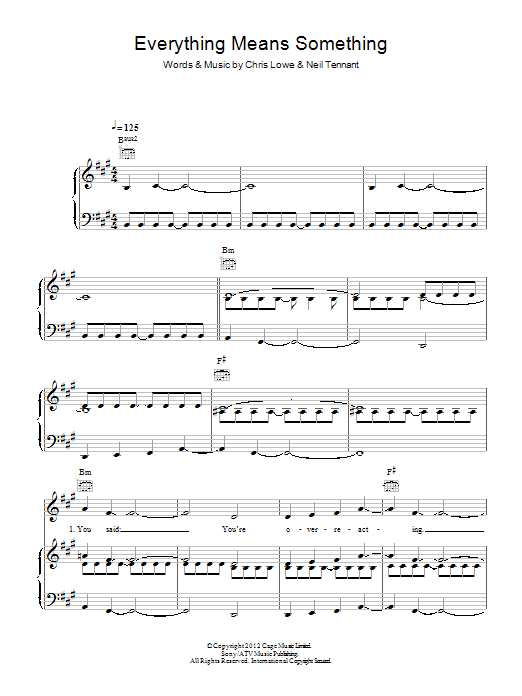 Pet Shop Boys Everything Means Something Sheet Music