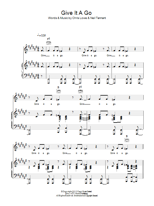 Pet Shop Boys Give It A Go Sheet Music