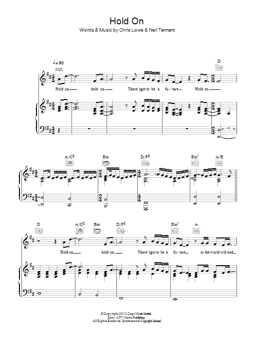 Pet Shop Boys Hold On Sheet Music