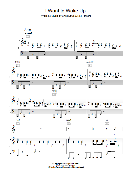 Pet Shop Boys I Want To Wake Up Sheet Music