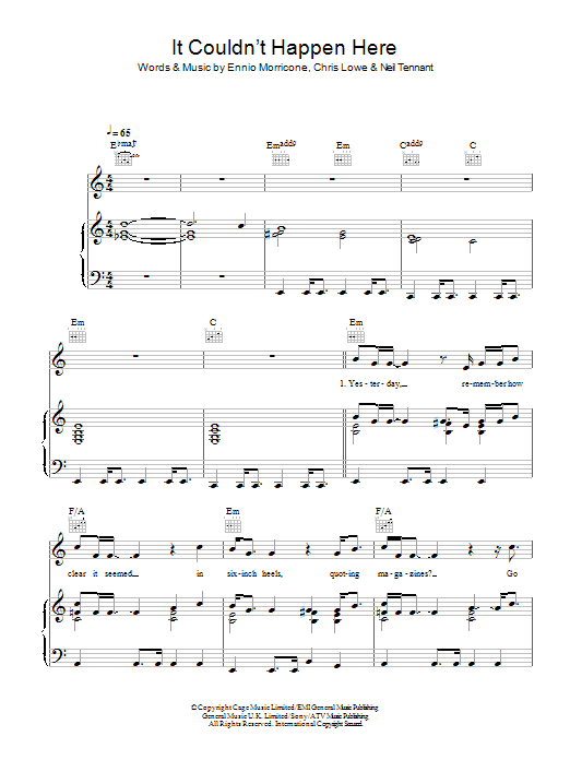 Pet Shop Boys It Couldn't Happen Here Sheet Music