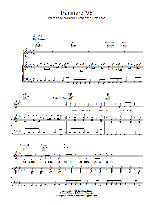 Pet Shop Boys Paninaro '95 Sheet Music