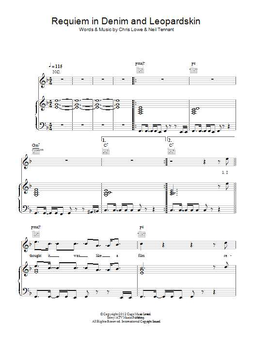 Pet Shop Boys Requiem In Denim And Leopardskin Sheet Music