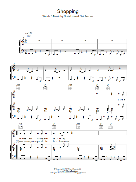 Pet Shop Boys Shopping Sheet Music