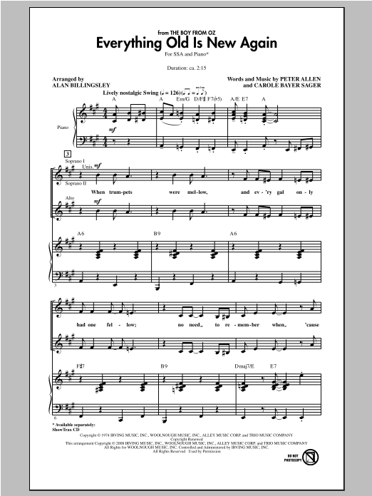 Peter Allen Everything Old Is New Again (from The Boy From Oz) (arr. Alan Billingsley) Sheet Music