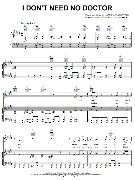 Peter Frampton I Don't Need No Doctor Sheet Music