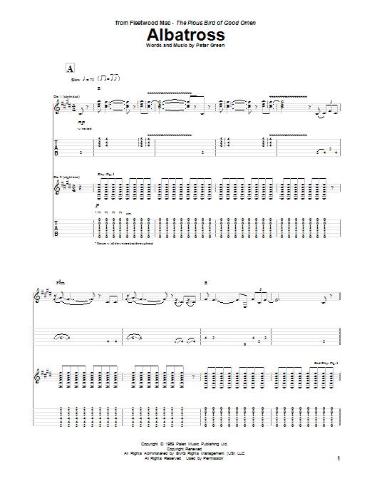 Peter Green Albatross Sheet Music