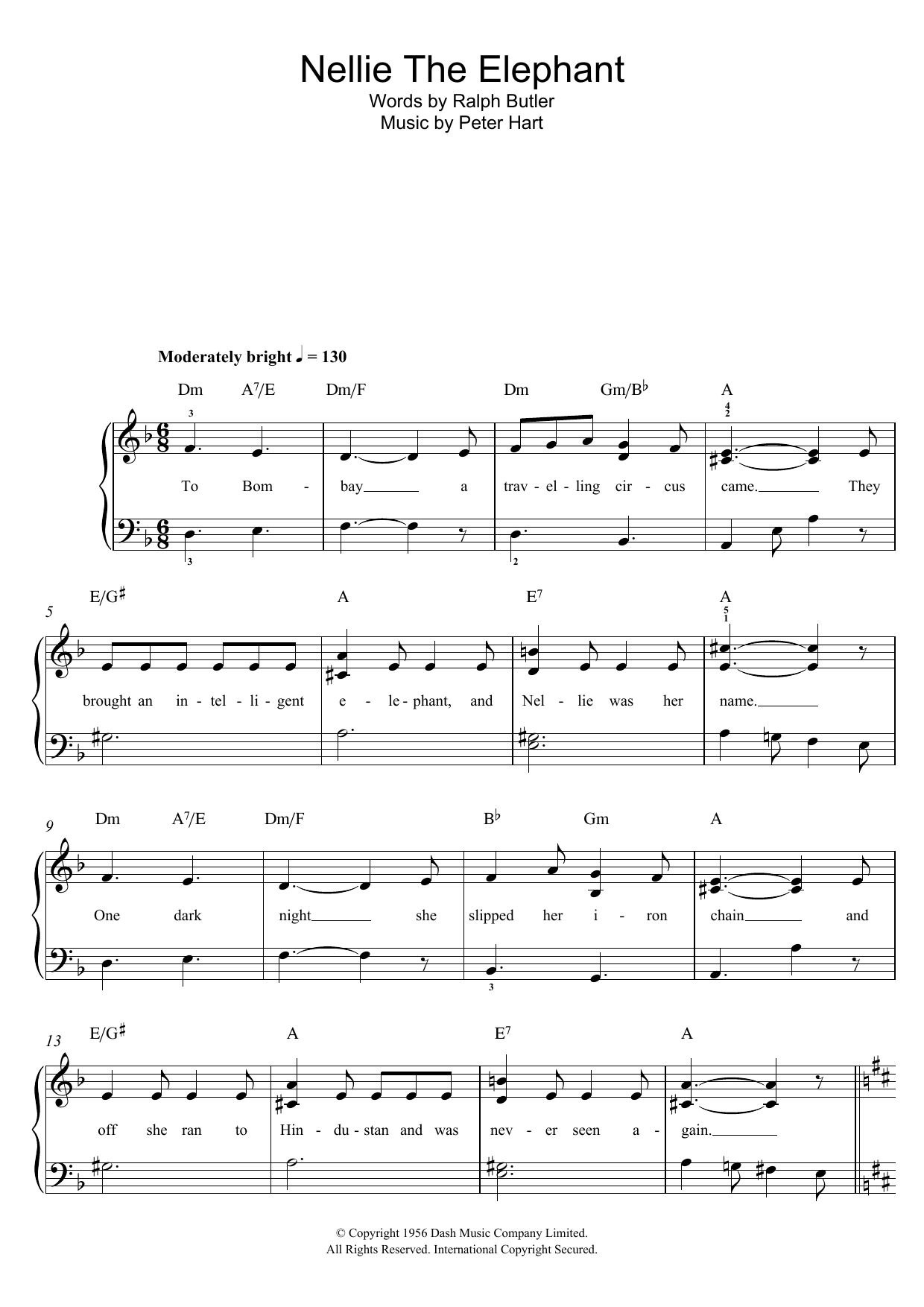 Peter Hart Nellie The Elephant Sheet Music