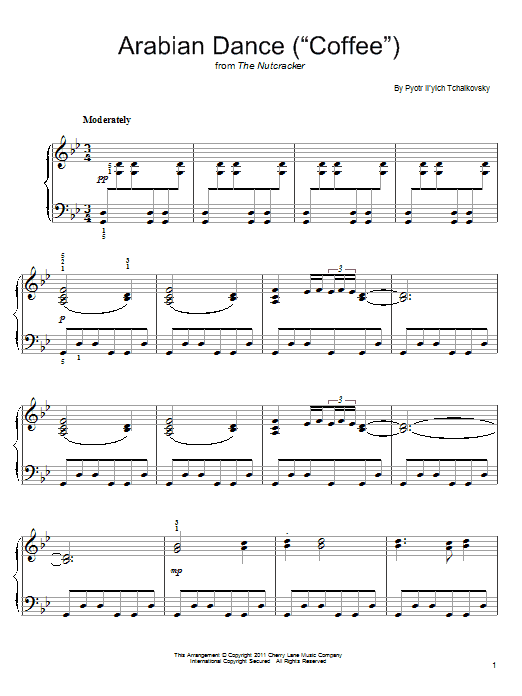 Pyotr Il'yich Tchaikovsky Arabian Dance (Coffee) (from The Nutcracker) Sheet Music