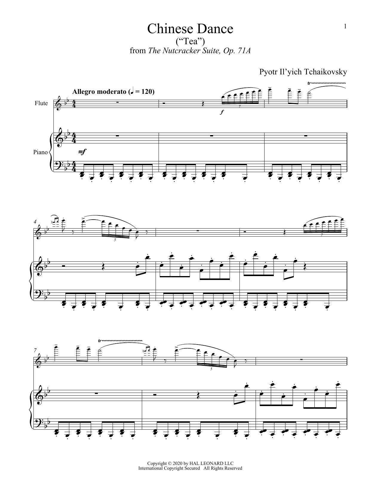 Pyotr Il'yich Tchaikovsky Chinese Dance (Tea), Op. 71a (from The Nutcracker) Sheet Music