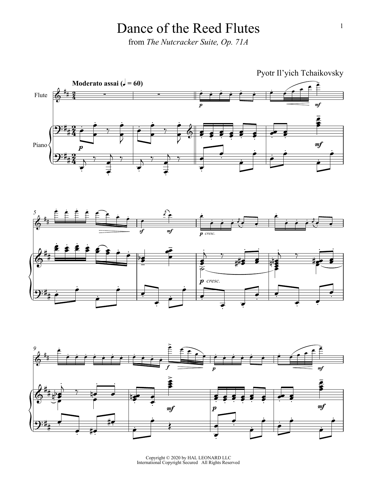Pyotr Il'yich Tchaikovsky Dance Of The Reed Flutes, Op. 71a (from The Nutcracker) Sheet Music