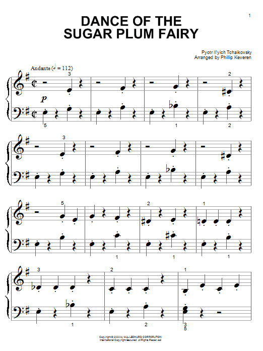 Pyotr Il'yich Tchaikovsky Dance Of The Sugar Plum Fairy (from The Nutcracker) (arr. Phillip Keveren) Sheet Music