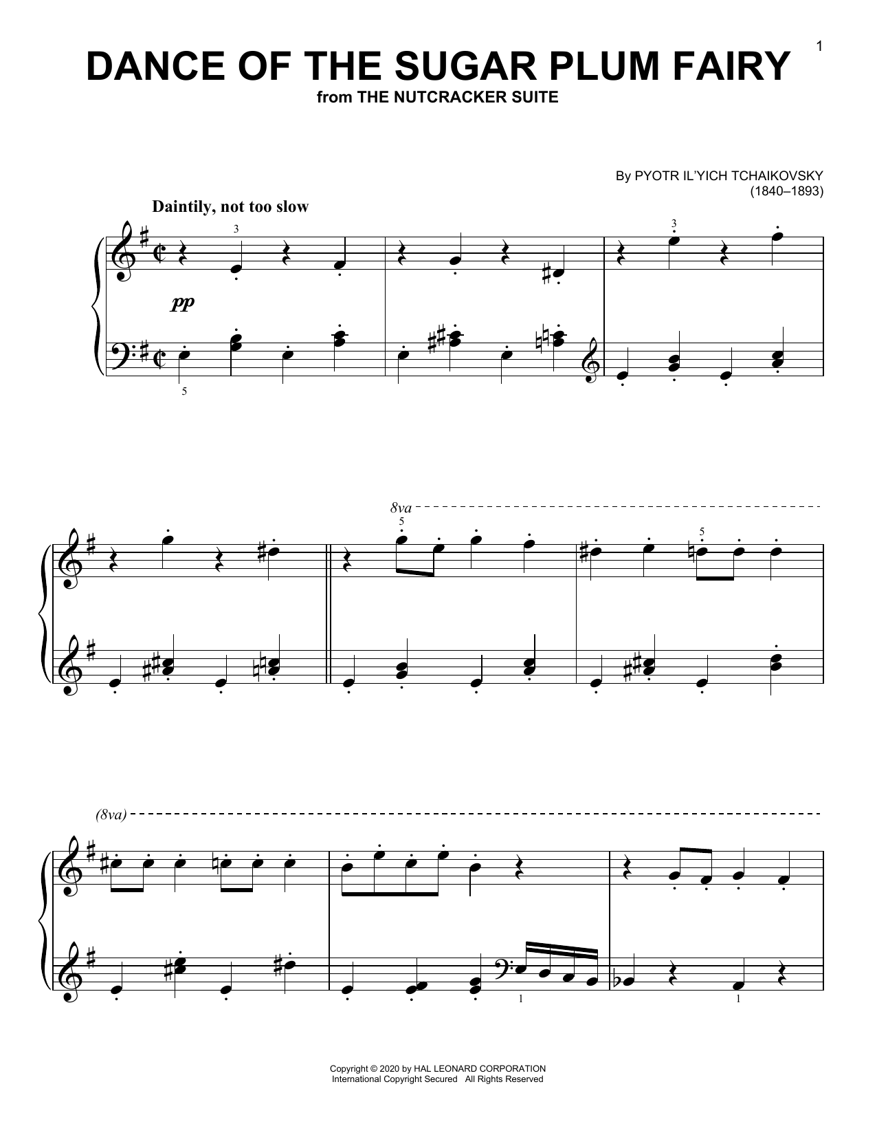 Pyotr Il'yich Tchaikovsky Dance Of The Sugar Plum Fairy, Op. 71a (from The Nutcracker) Sheet Music