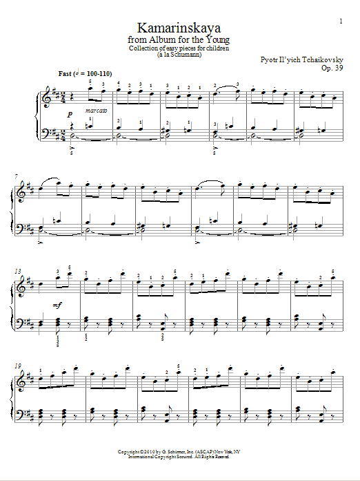 Pyotr Il'yich Tchaikovsky Kamarinskaya Sheet Music