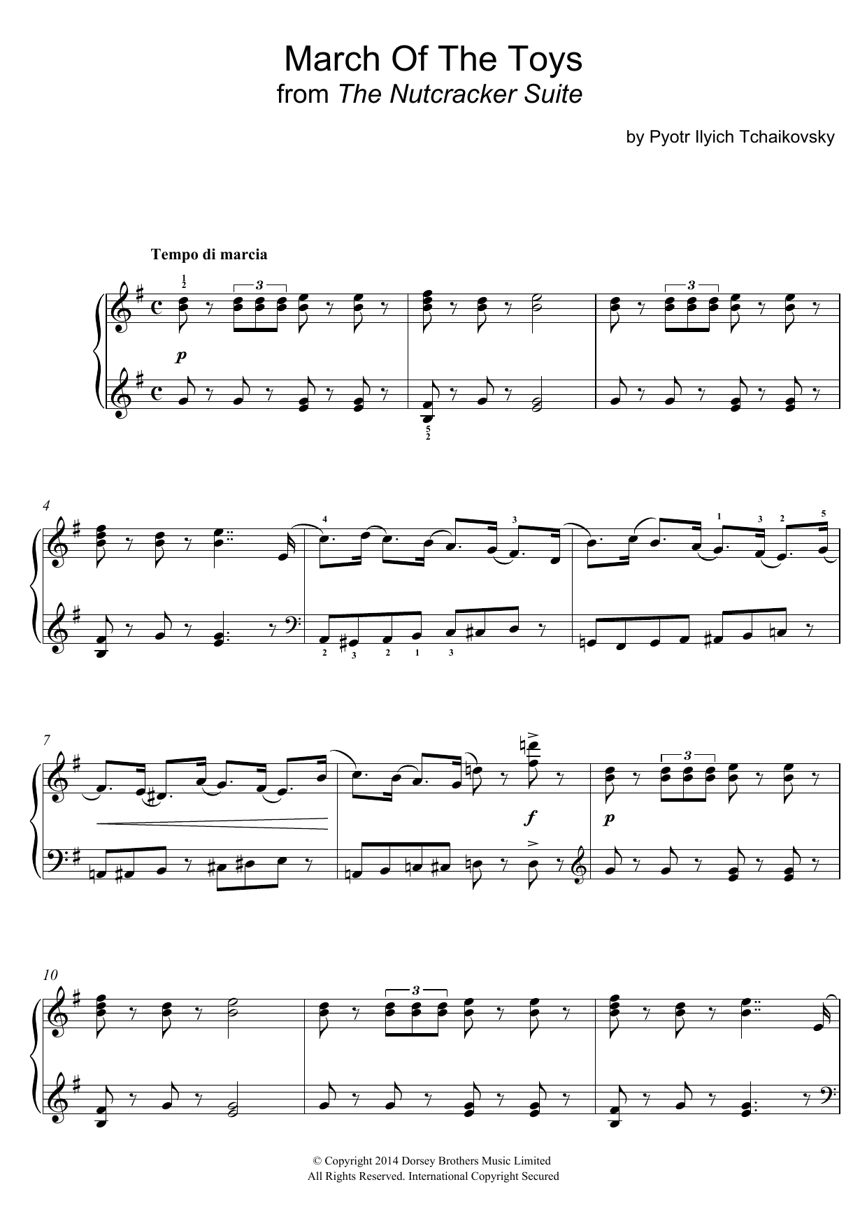 Pyotr Ilyich Tchaikovsky March Of The Toys (from The Nutcracker Suite) Sheet Music