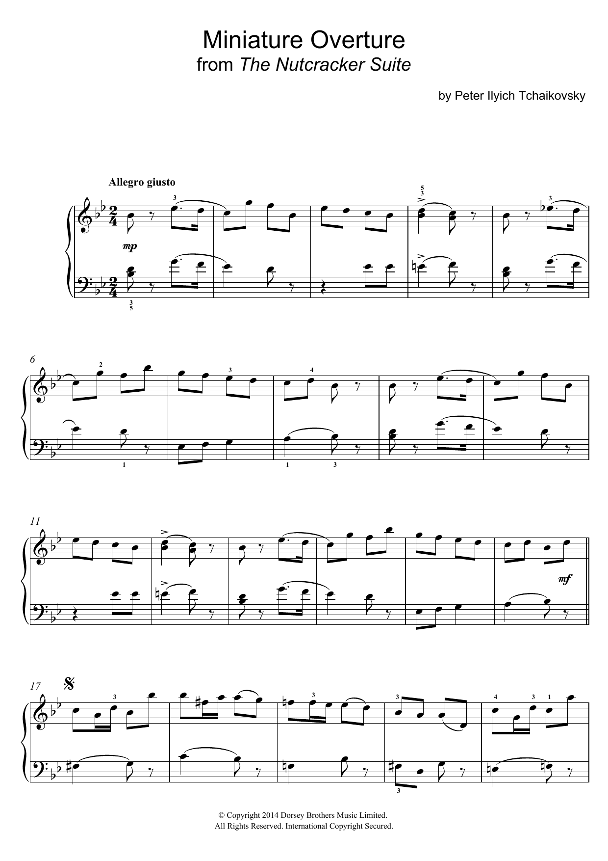 Pyotr Il'yich Tchaikovsky Miniature Overture (from The Nutcracker Suite) Sheet Music