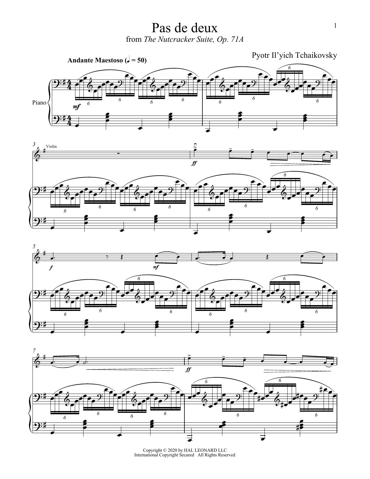 Pyotr Il'yich Tchaikovsky Pas de deux (from The Nutcracker) Sheet Music