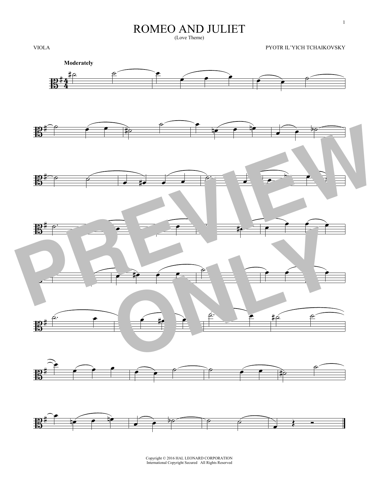 Pyotr Il'yich Tchaikovsky Romeo And Juliet (Love Theme) Sheet Music