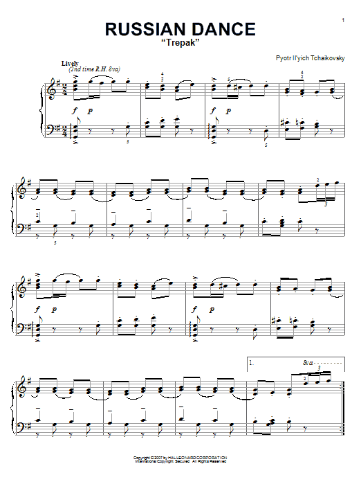 Pyotr Il'yich Tchaikovsky Russian Dance (Trepak) (from The Nutcracker) Sheet Music