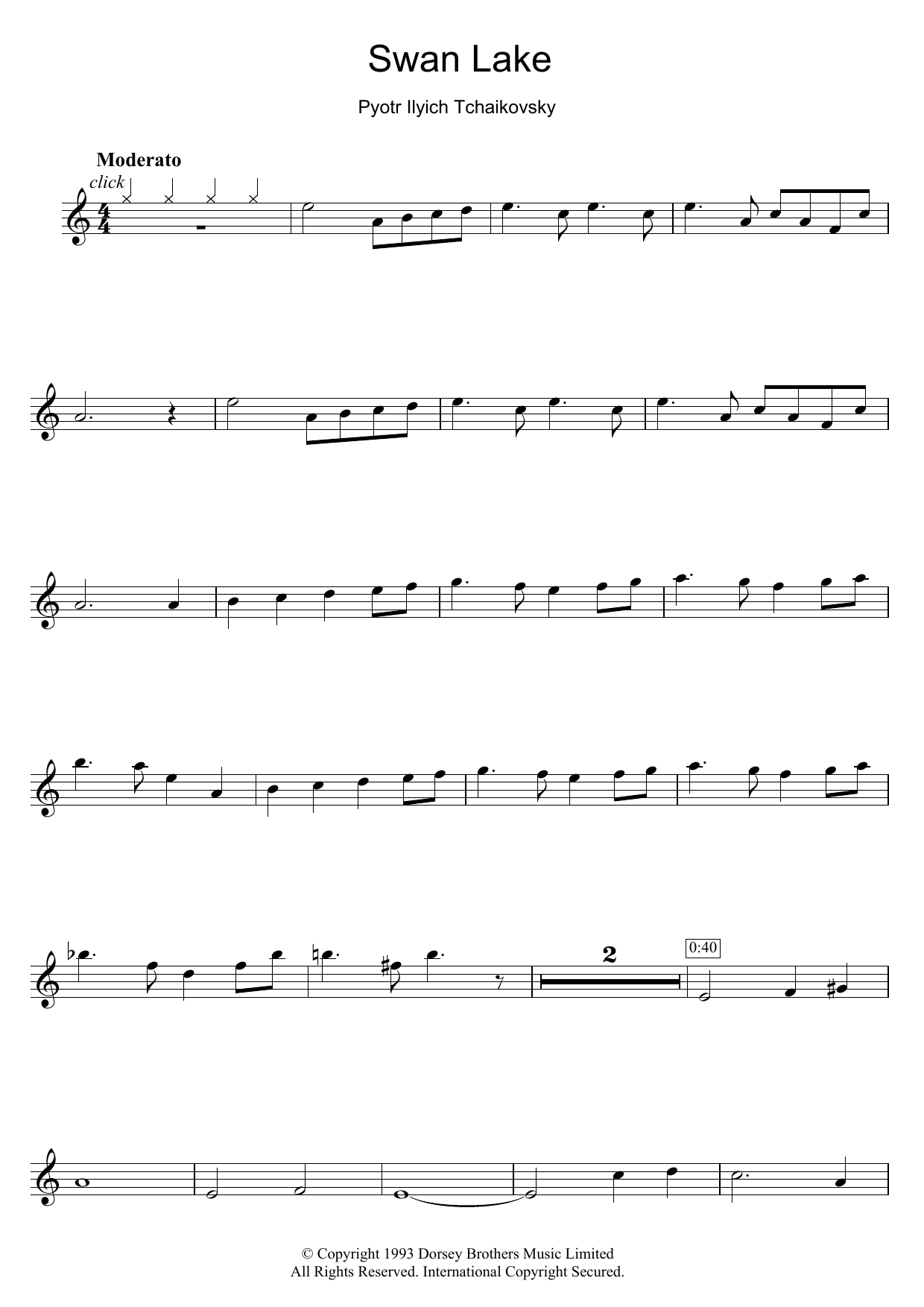 Pyotr Il'yich Tchaikovsky Swan Lake Sheet Music