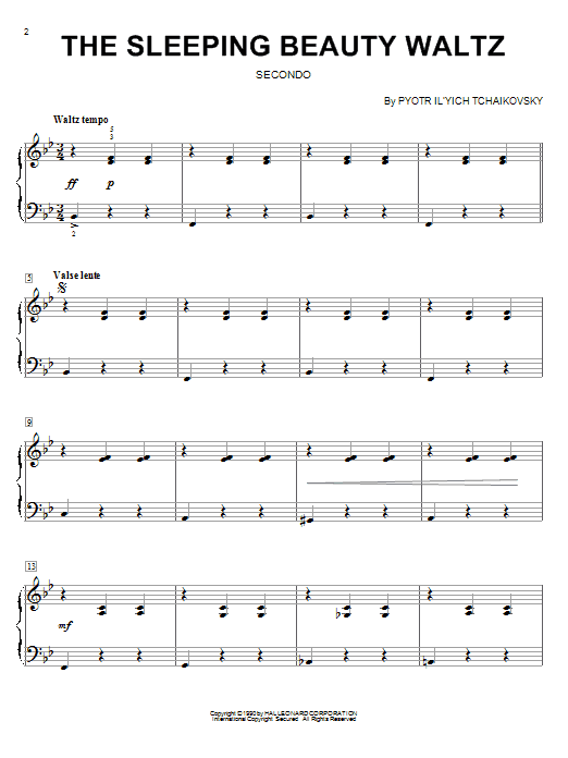 Pyotr Il'yich Tchaikovsky The Sleeping Beauty Waltz Sheet Music