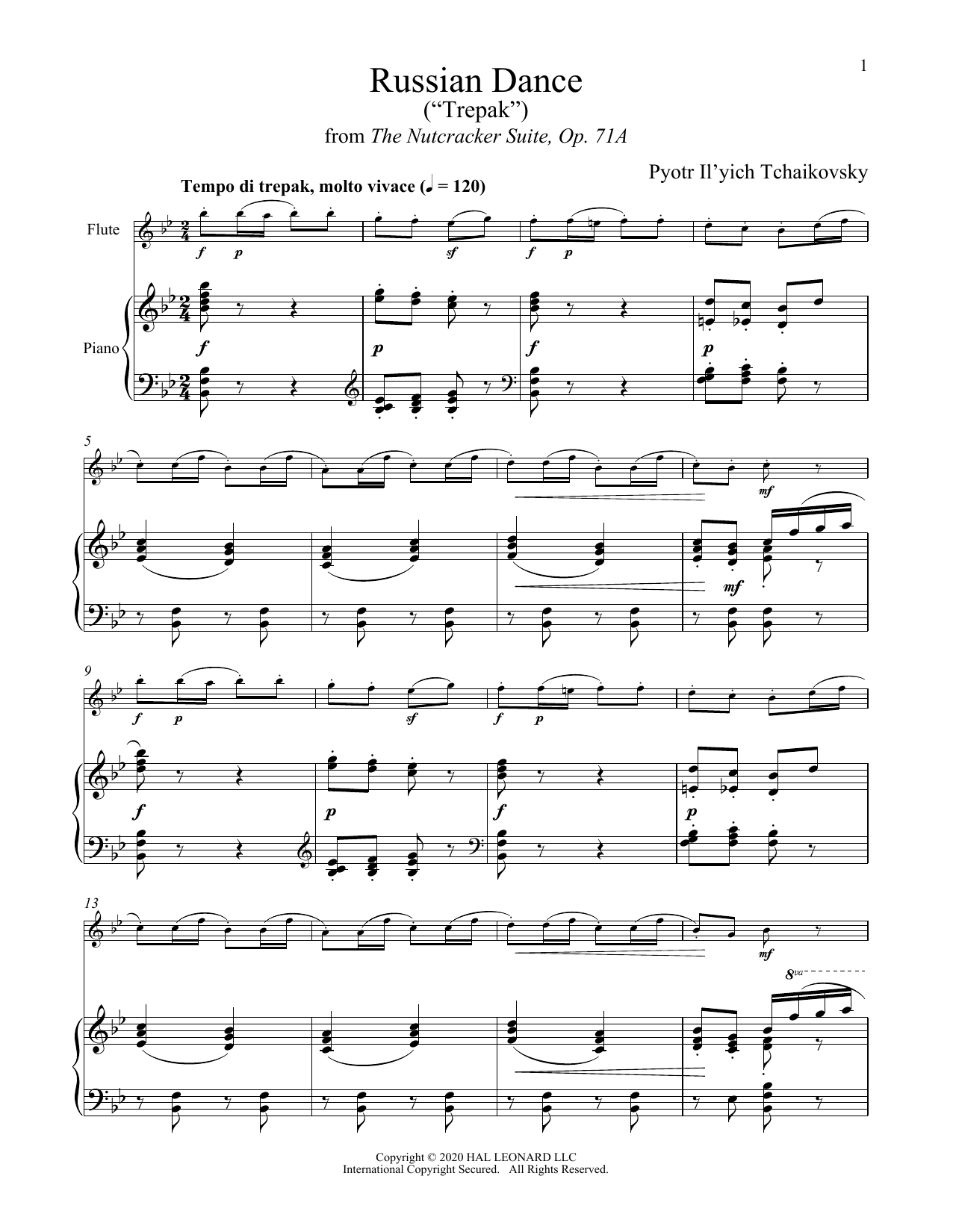 Pyotr Il'yich Tchaikovsky Trepak (from The Nutcracker) Sheet Music