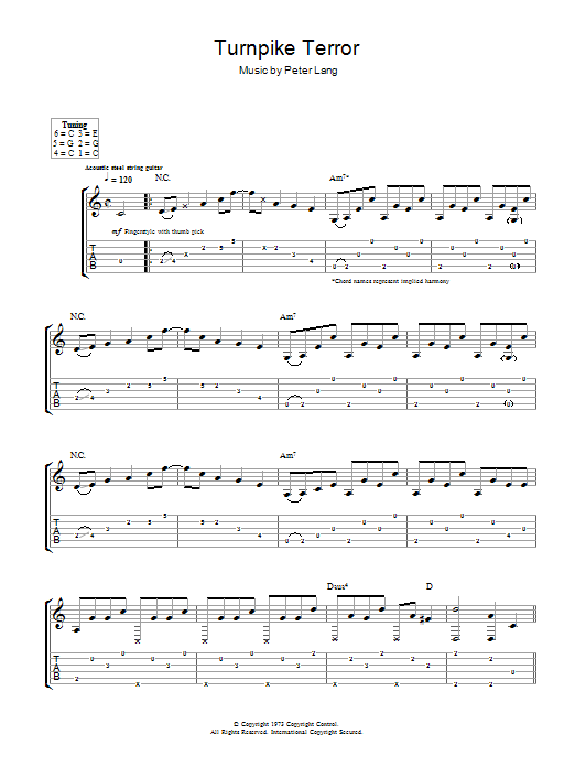 Peter Lang Turnpike Terror Sheet Music
