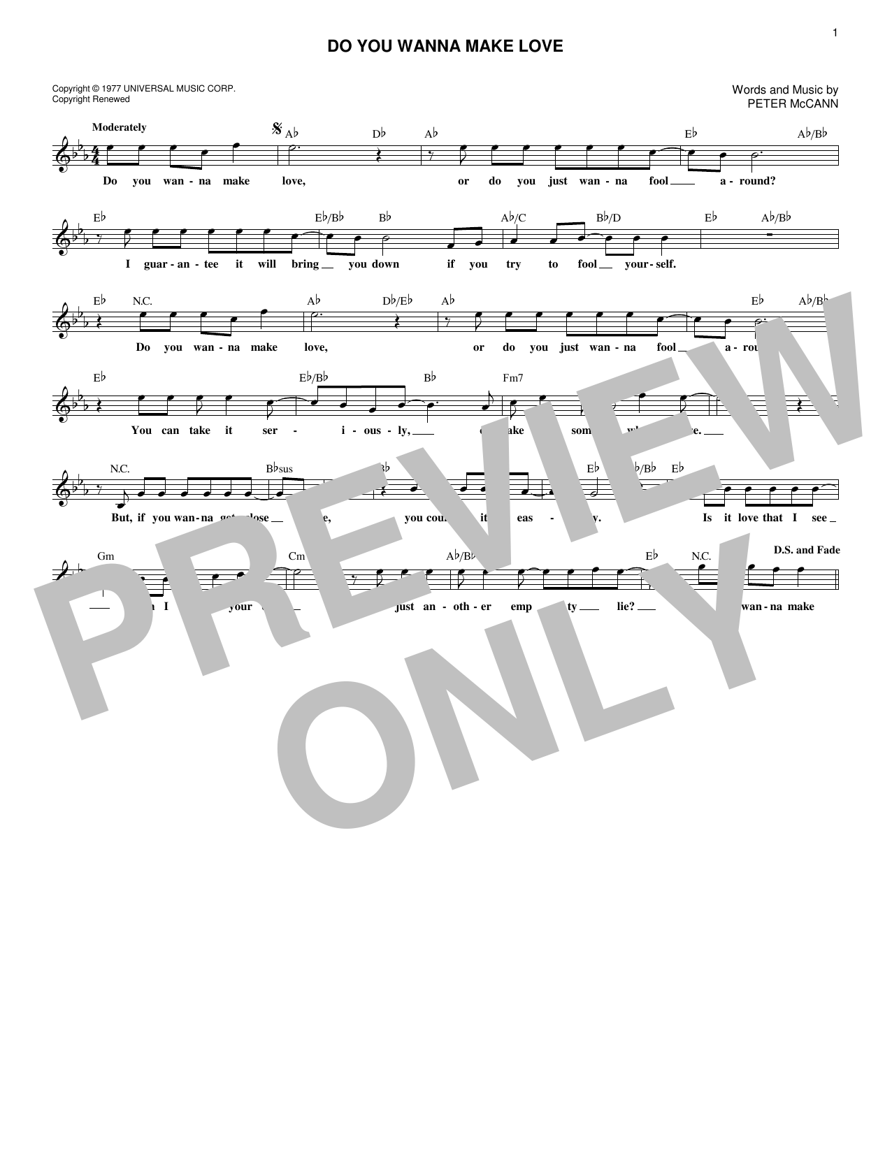 Peter McCann Do You Wanna Make Love Sheet Music