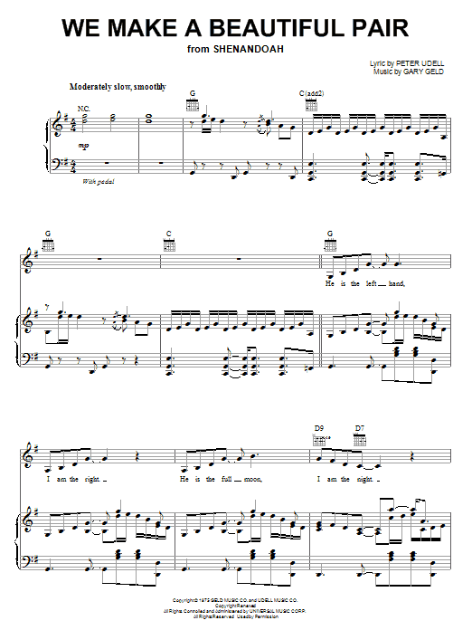 Peter Udell We Make A Beautiful Pair Sheet Music