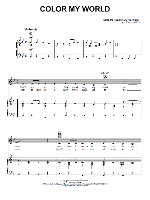 Petula Clark Color My World Sheet Music