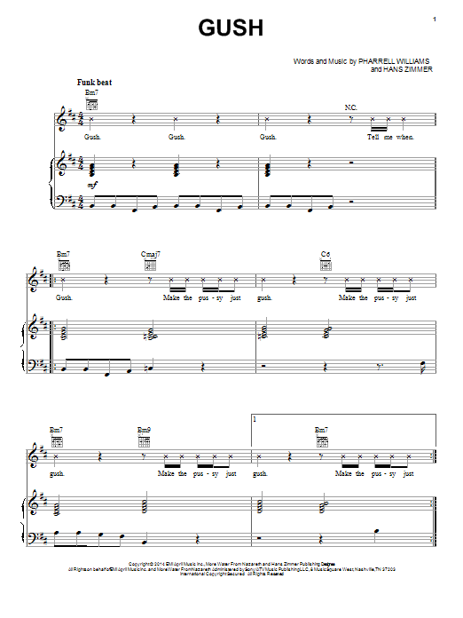 Pharrell Williams Gush Sheet Music