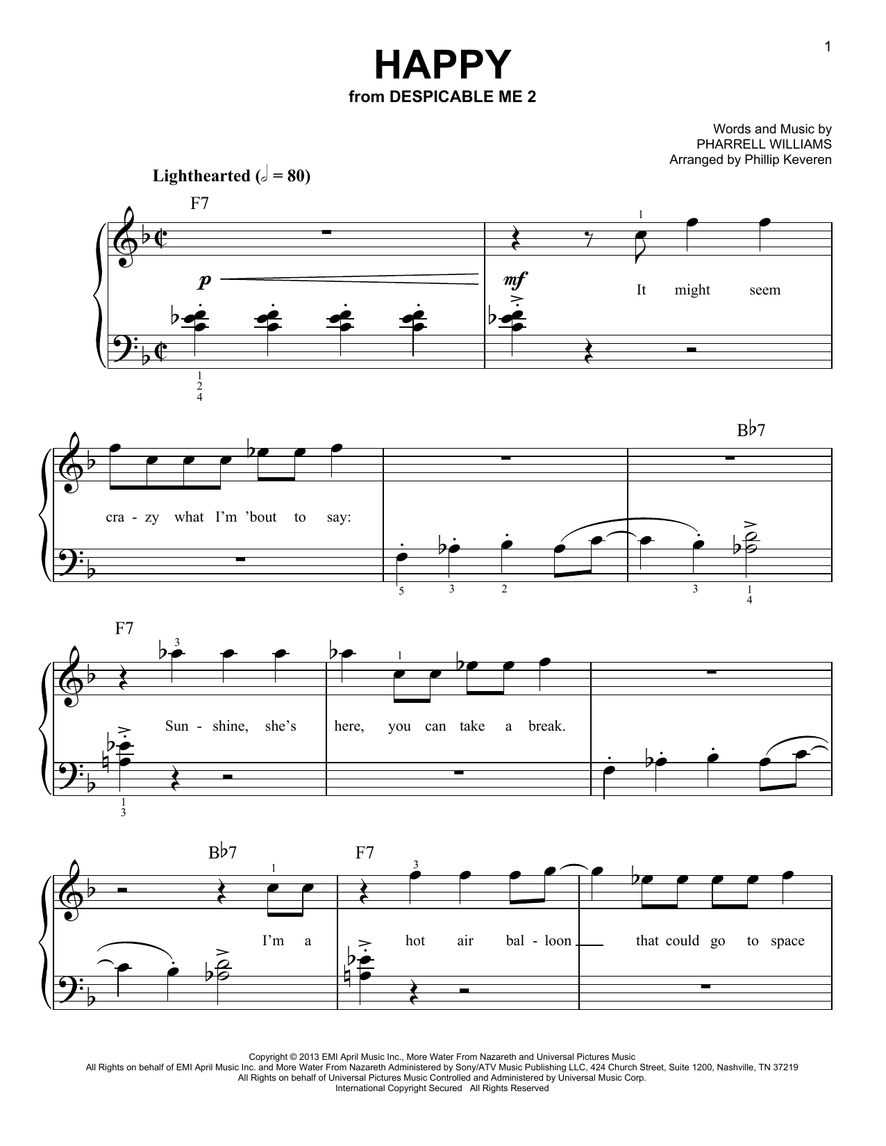 Pharrell Williams Happy (arr. Phillip Keveren) Sheet Music