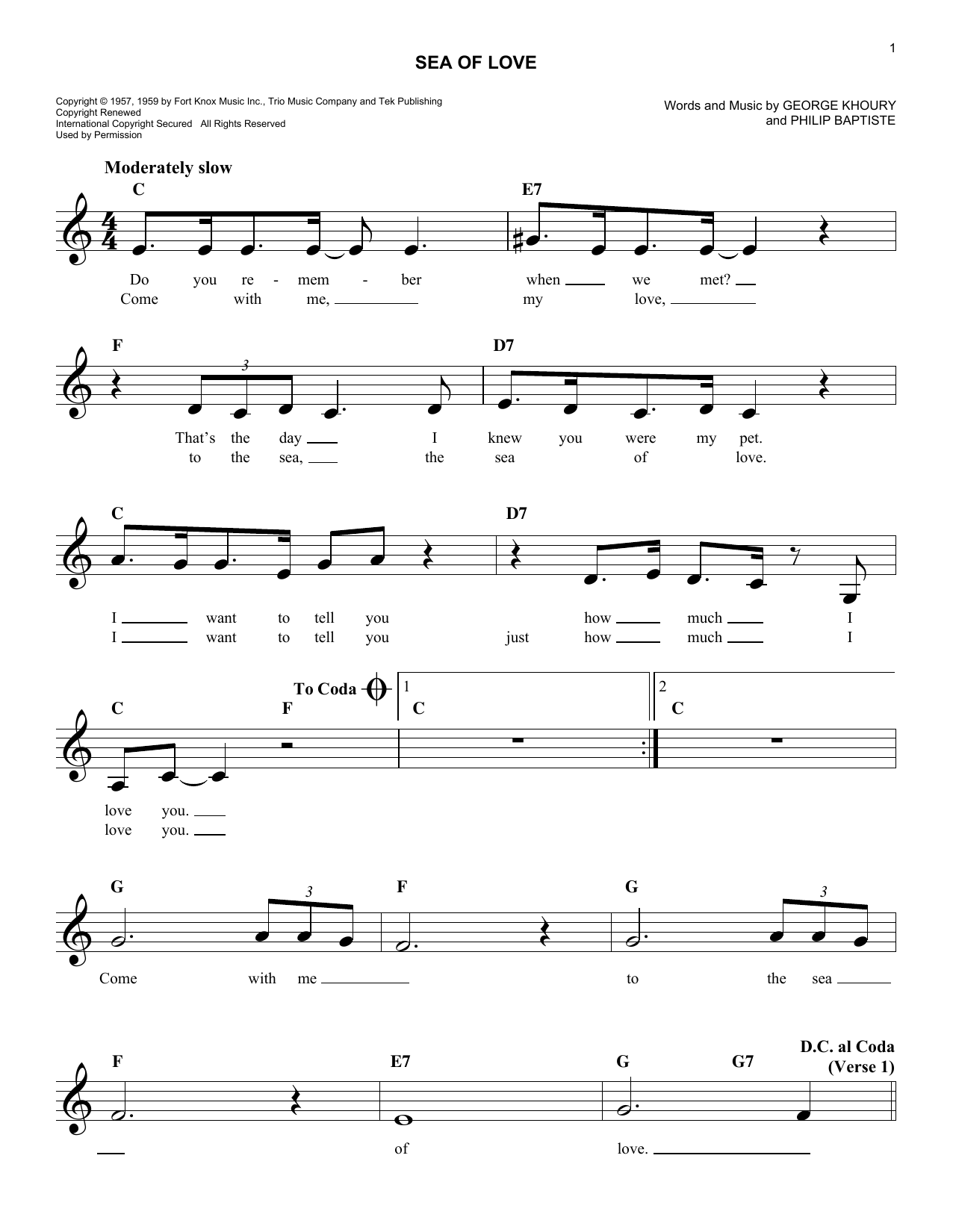 Phil Baptiste Sea Of Love Sheet Music