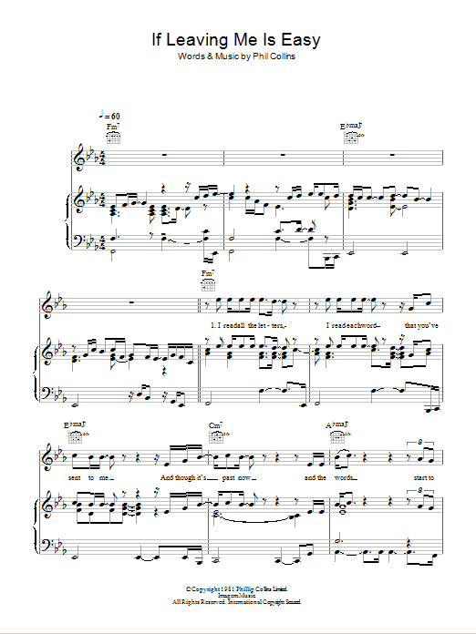 Phil Collins If Leaving Me Is Easy Sheet Music