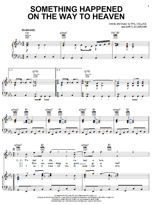Phil Collins Something Happened On The Way To Heaven Sheet Music