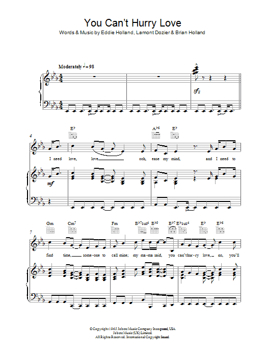 Phil Collins You Can't Hurry Love Sheet Music