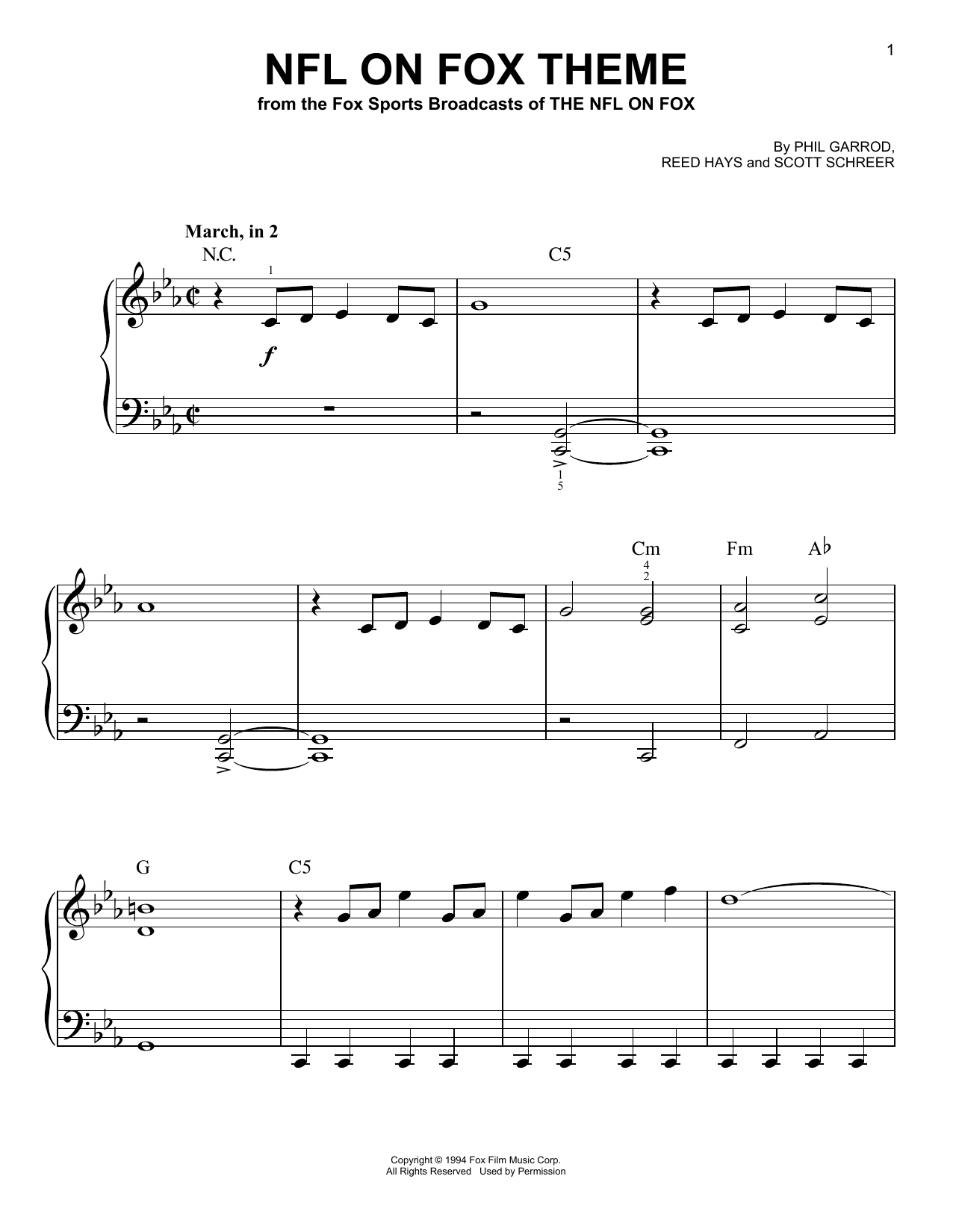 Phil Garrod, Reed Hayes and Scott Schreer NFL On Fox Theme Sheet Music