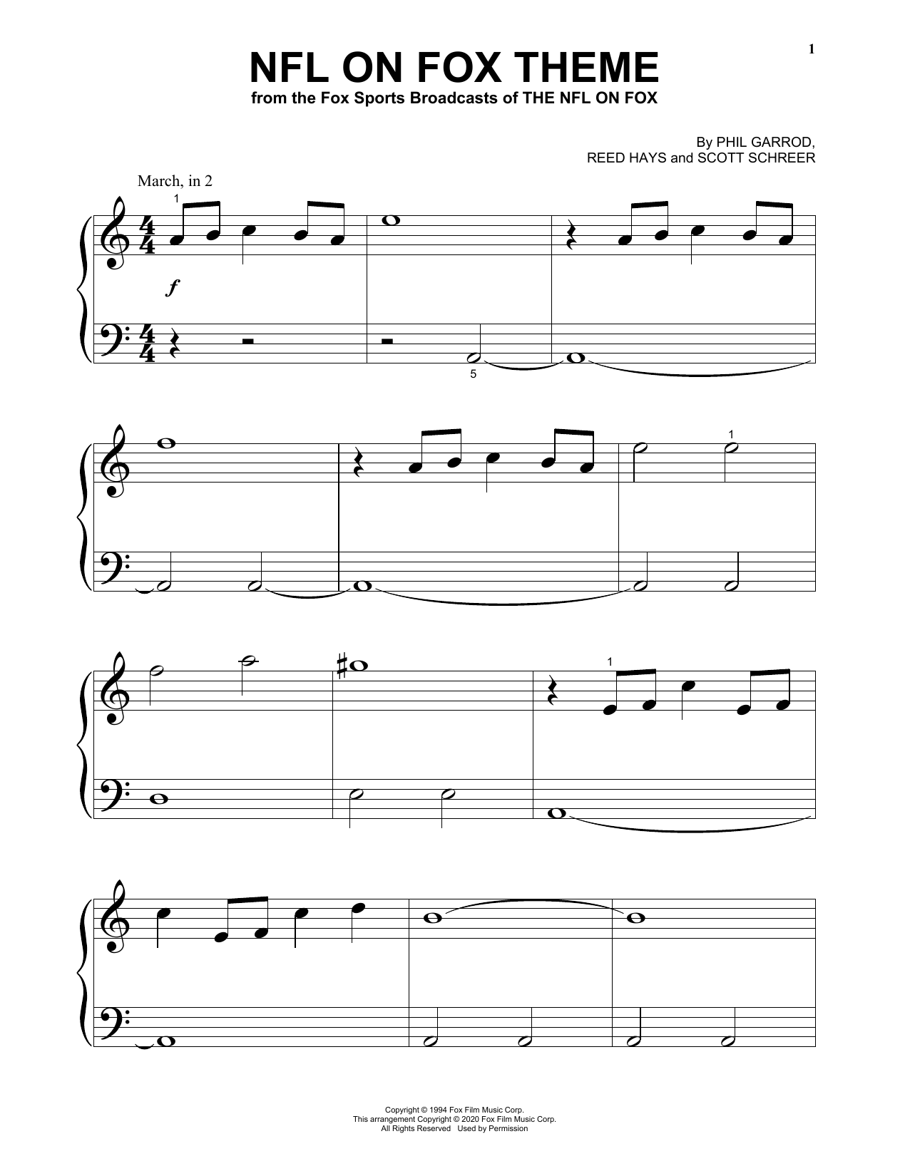 Phil Garrod, Reed Hays and Scott Schreer NFL On Fox Theme Sheet Music