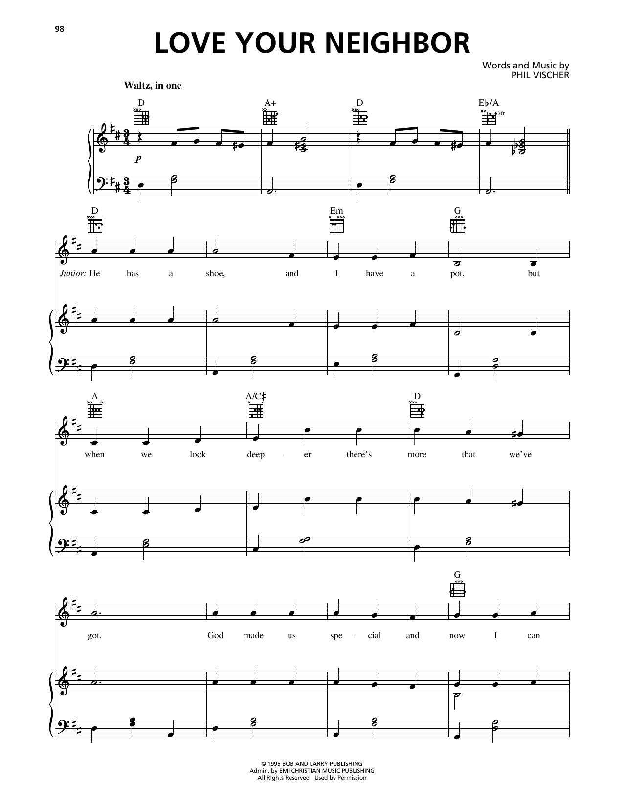 Phil Vischer Love Your Neighbor (from VeggieTales) Sheet Music