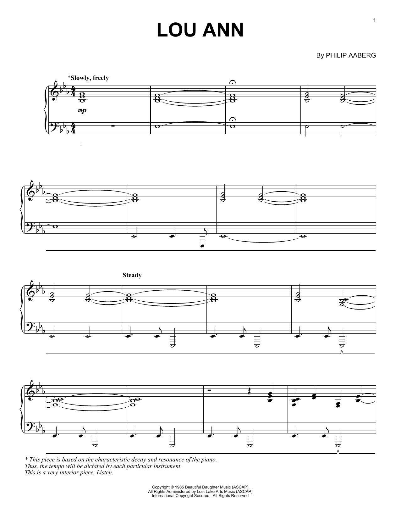 Philip Aaberg Lou Ann Sheet Music