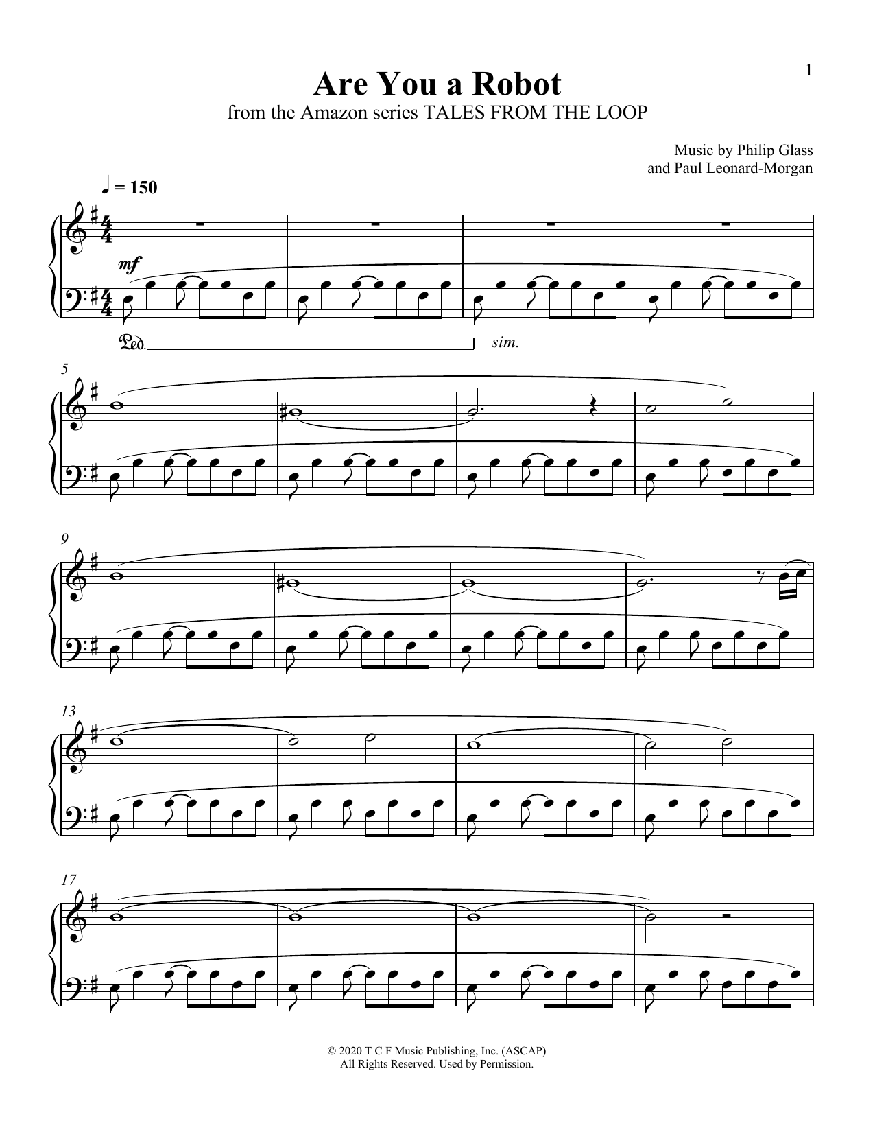 Philip Glass and Paul Leonard-Morgan Are You A Robot (from Tales From The Loop) Sheet Music